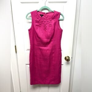 Talbots Pink Tweed Linen Dress, Button Decorated, Lined Sheath. Size 6